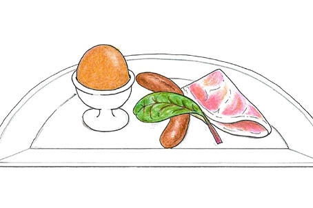 半熟卵とジャンボンブラン＆ソーセージ