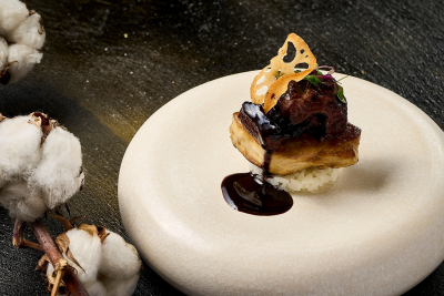 アナゴのマトロート　フォアグラのプランチャ