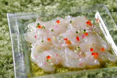 イタリアンブッフェ：魚介のカルパッチョ 柑橘バルサミコソース