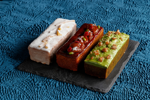 画像：ホテルメイドのパウンドケーキ。「シトラス」・「フィグ」・「テ・ヴェール」の3種類