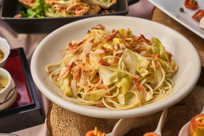 春キャベツと桜海老のパスタ