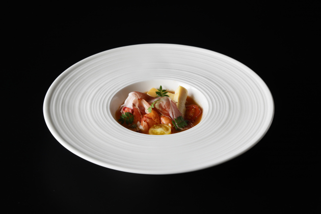 画像：ZK欧風料理 3月「オマール海老と筍のストゥファート 生ハム添え 」