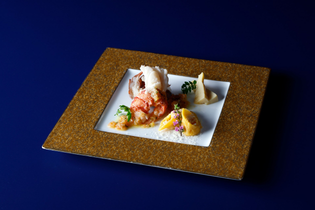 ZK欧風料理4月「オマール海老と筍のケッカソース　リコッタチーズのトルテリーニ 木の芽の香り」