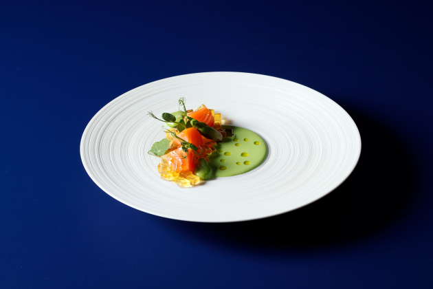 ZK鉄板焼4月「サクラマスのミ・キュイとポタージュサンジェルマン」