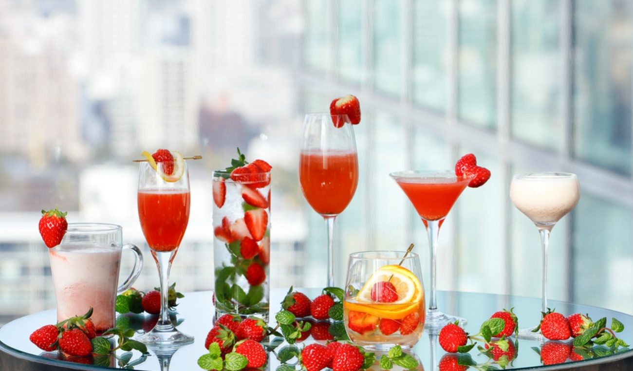 画像：BAR PLUSで提供する「いちごカクテルプロモーション」