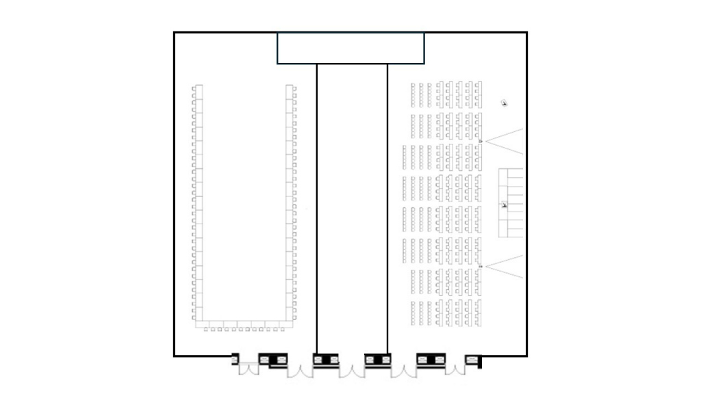コの字80席＋スクール160席＋椅子186席
