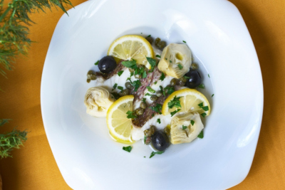 真鯛とカルチョッフィの蒸し物 レモン⾵味