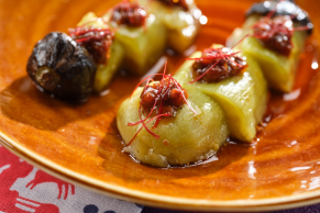 ビアガーデン：焼き茄子ピリ辛味噌だれの料理イメージ