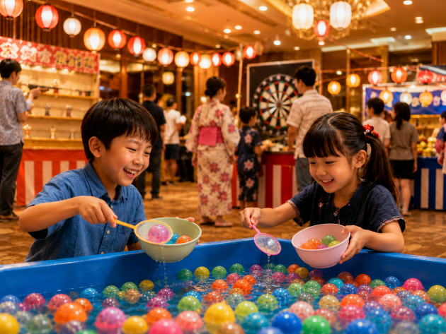 縁日で遊ぶ子供