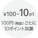 100円ごとに10ポイント加算